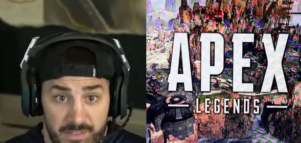 side by side images of video game streamer Nickmercs alongside a loading screen for Apex Legends – which is a very LGBTQ+ inclusive battle royale game
