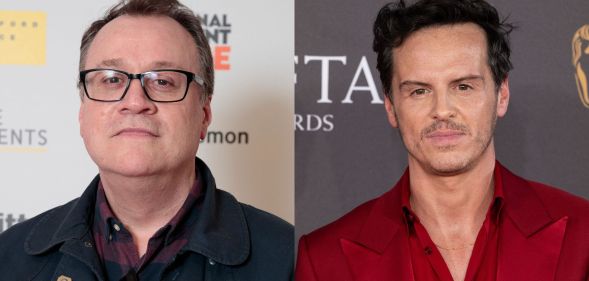 On the left, Russell T Davies at the National Student Pride 2024. On the right, Andrew Scott at the Baftas 2024.