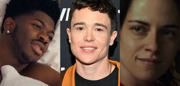 Left-right: Lil Nas X in the Long Live Montero trailer, Elliot Page, and Kristen Stewart in the Love Lies Bleeding trailer ahead of the BFI Flare LGBTQ+ film festival 2024