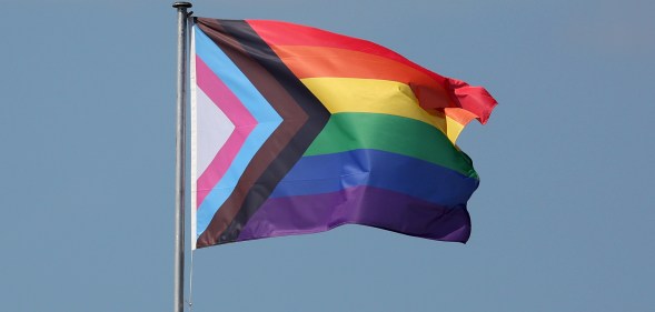 LONDON, ENGLAND - JUNE 23: A Progress Pride Flag is seen on Day Five of the cinch Championships at The Queen's Club on June 23, 2023 in London, England. (Photo by Julian Finney/Getty Images