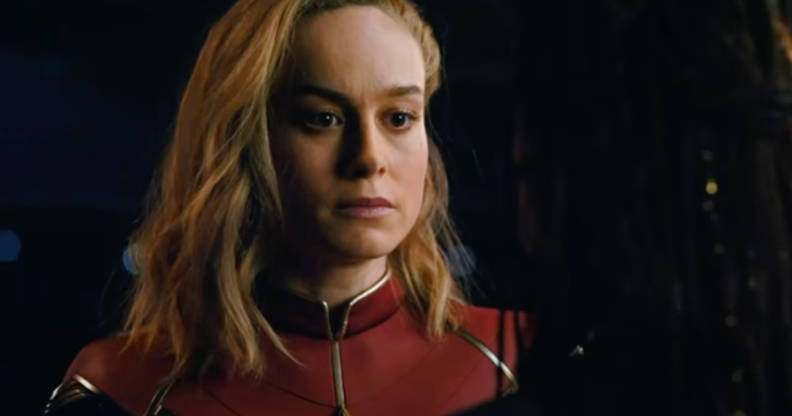 Brie Larson as Captain Marvel (left) and Tessa Thompson as Valkyrie (right) in The Marvels