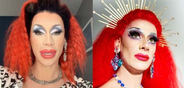 Divina de Campo in her parliament protest dress, and at Pride 2019