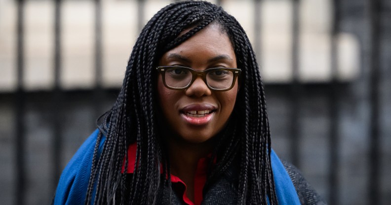 LONDON, ENGLAND - JANUARY 16: Business Secretary Kemi Badenoch leaves number 10, Downing Street, following the weekly Cabinet meeting on January 16, 2024 in London, England. (Photo by Leon Neal/Getty Images)
