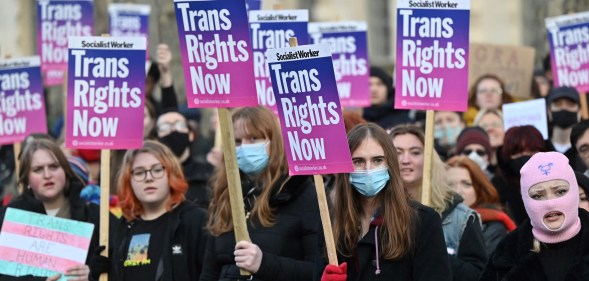 The panel was held in the wake of the draft guidance for supporting trans children in school. (JUSTIN TALLIS/AFP via Getty Images)