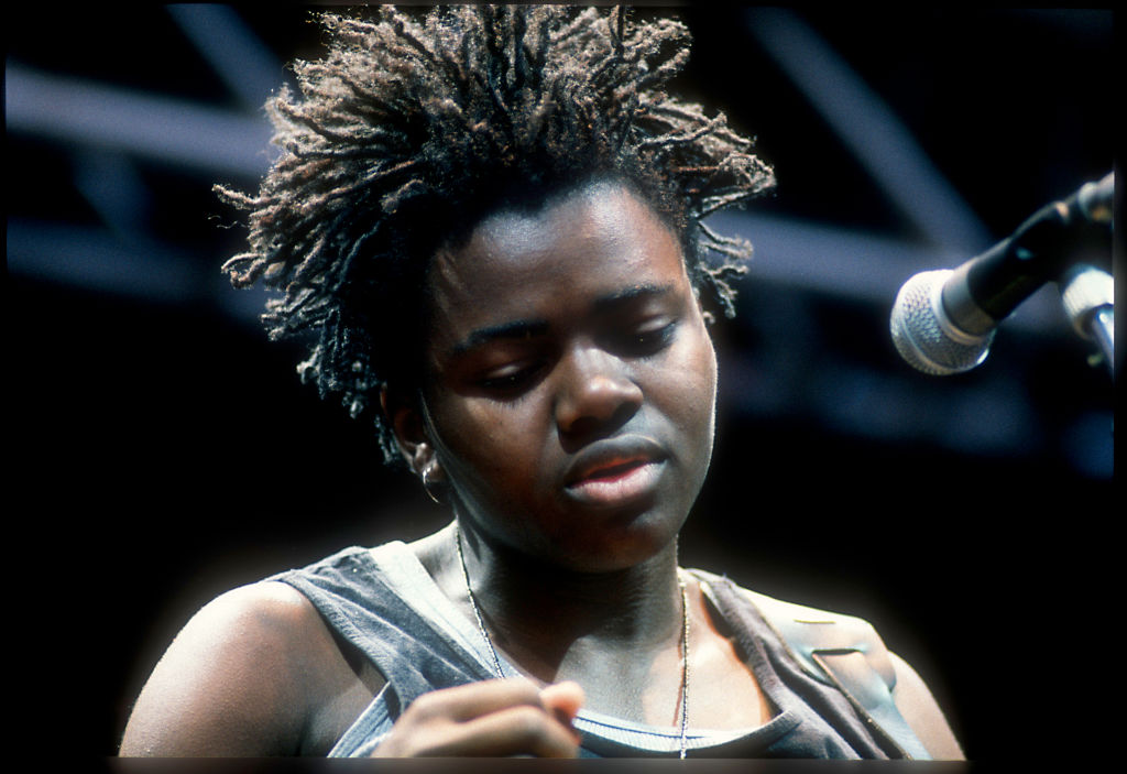 Singer Tracy Chapman Performs in Torino, Italy, Sept 1988. Amnesty International tour.  