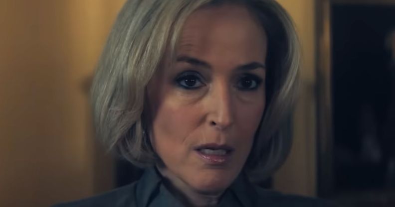 Gillian Anderson as Emily Maitlis in the first trailer for Prince Andrew film, Scoop. (Netflix)