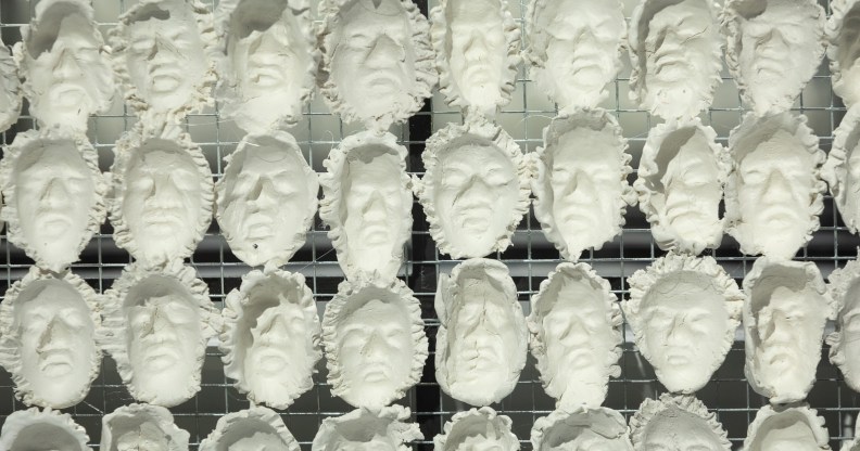 'Improntas (Imprint)' by artist Teressa Margolles features face casts of 850 trans people.