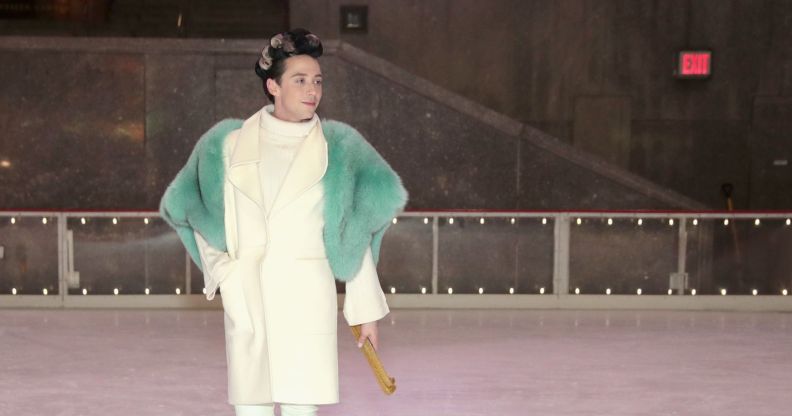 Johnny Weir, professional ice skater, at an ice rink