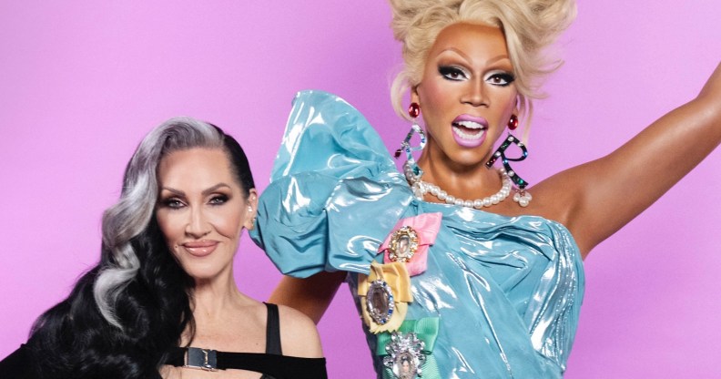 Michelle (left) unveiling RuPaul's Madame Tussauds London waxwork