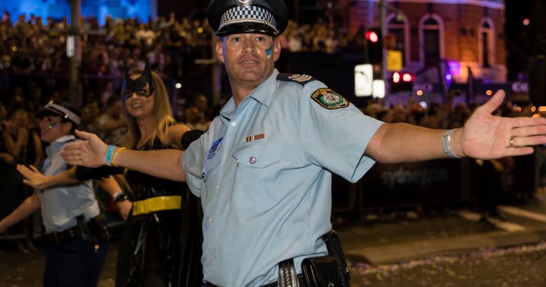 An NSW Police officer during a Mardi Gras parade.