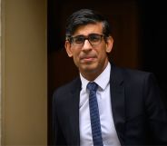 UK Prime Minister Rishi Sunak stepping out of 10 Downing Street