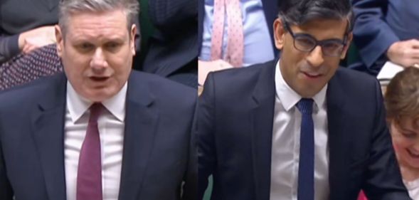 Labour leader Keir Starmer (left) and prime minister Rishi Sunak (right) during the Prime Minster's Questions exchange where Sunak make a trans jibe in front of Brianna Ghey's mother