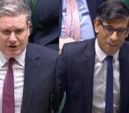 Labour leader Keir Starmer (left) and prime minister Rishi Sunak (right) during the Prime Minster's Questions exchange where Sunak make a trans jibe in front of Brianna Ghey's mother