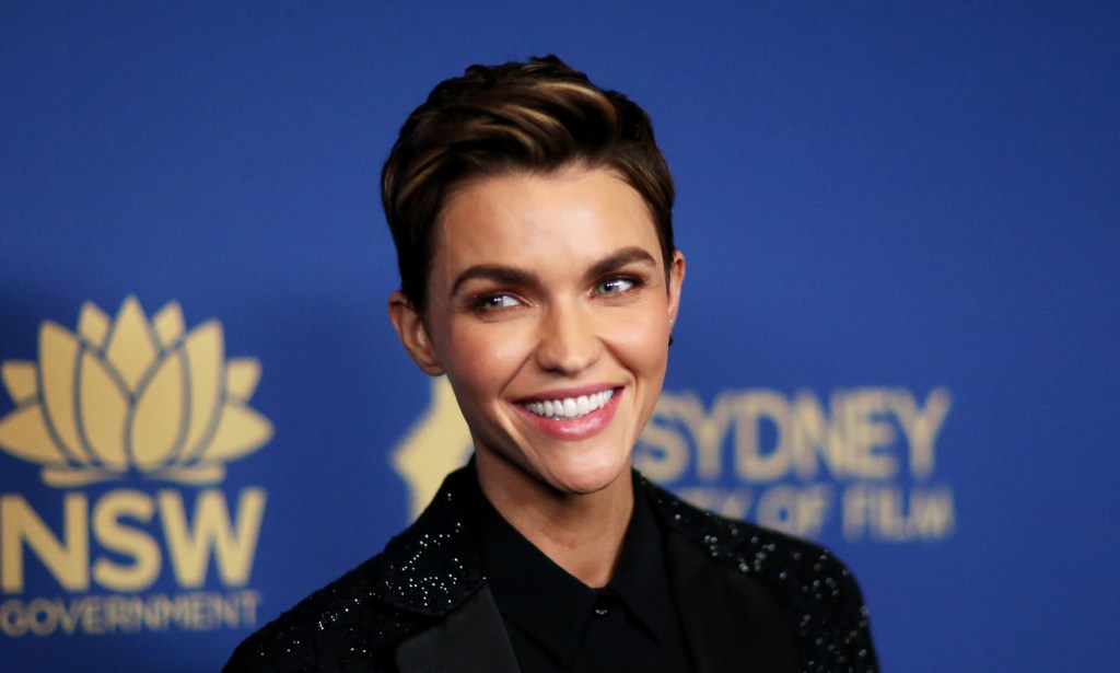 Ruby Rose smiling on a red carpet