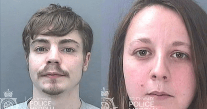 Image shows the two attackers in mugshot format, the young man has a beard while the woman has long dark hair