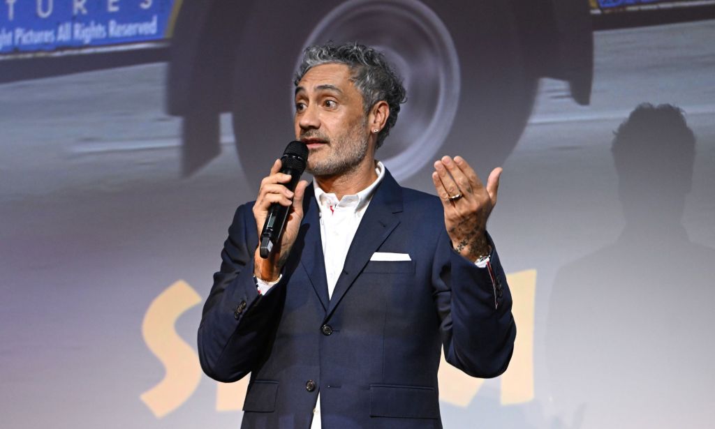 Taika Waititi speaking at the Next Goal Wins charity premiere