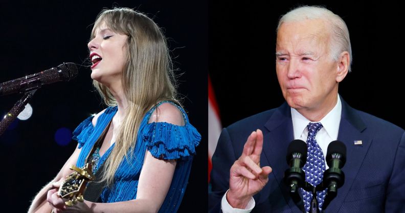 Taylor Swift (left) and Joe Biden (right)
