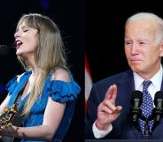 Taylor Swift (left) and Joe Biden (right)