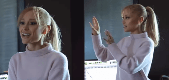 The singer shared a behind-the-scenes look at the preview for her upcoming album. (@arianagrande/Instagram)