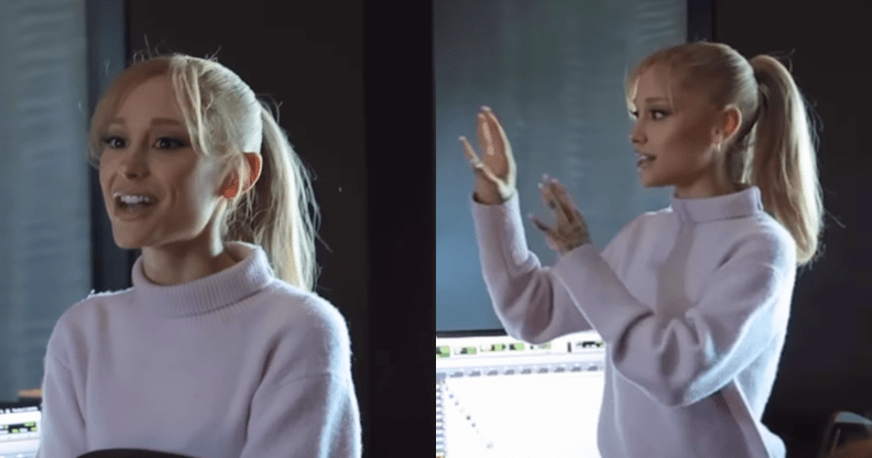 The singer shared a behind-the-scenes look at the preview for her upcoming album. (@arianagrande/Instagram)
