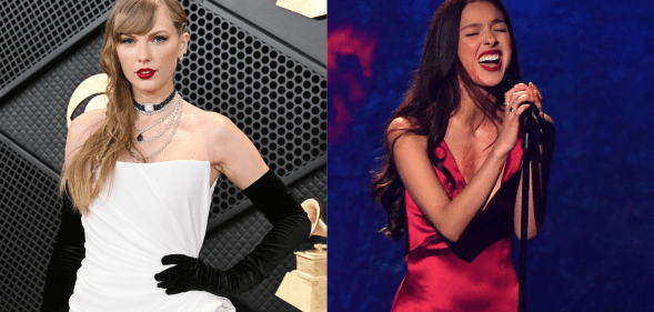 If Rodrigo's performance was anything to go by, Swift gave the star nothing but support. (Gilbert Flores/Billboard/Valerie Macon / AFP/Getty Images)