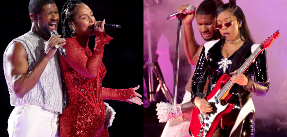 Usher brought out a series of special guests for his Halftime performance. (Getty)