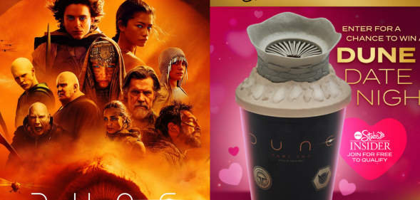 People think the Dune 2 popcorn bucket looks like a sex toy. (Warner Bros. Pictures/@amctheatres/Instagram)