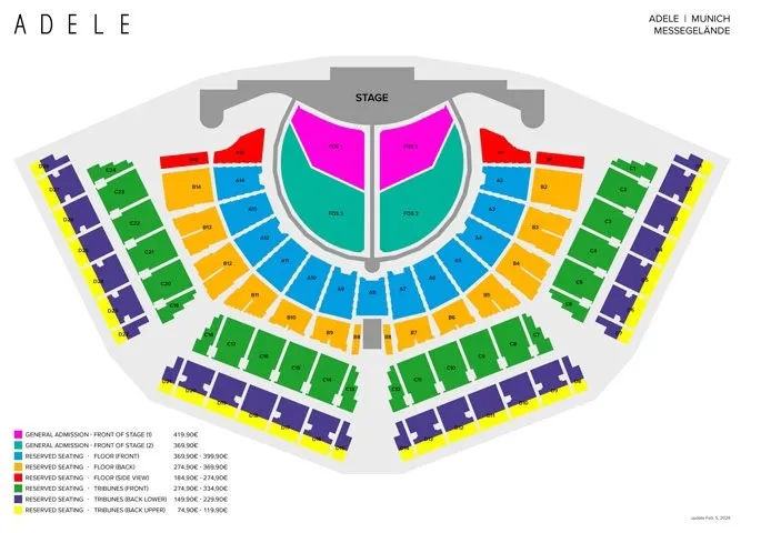 The seating plan for Adele's shows in Munich.