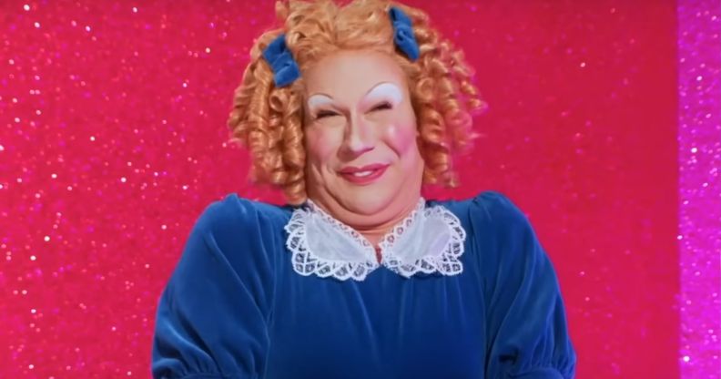 Drag Race star Jimbo as Shirley Temple during All Stars 8 Snatch Game.