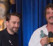Actors Pedro Pascal and Kieran Culkin smile as they are interviewed after the SAG awards