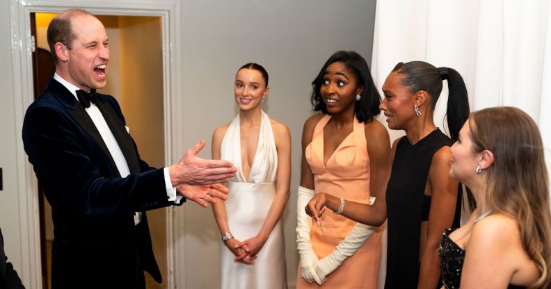 Prince William with Sophie Wilde, Phoebe Dyvenor, Ayo Edebiri, and Mia Mckenna-Bruce at the BAFTAs