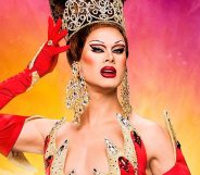Scarlet Envy in a promotional image for RuPaul's Drag Race UK vs the World season two.