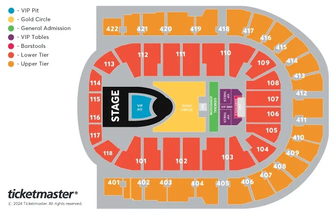 The seating plan for Usher's shows at London's O2 Arena. (Ticketmaster)