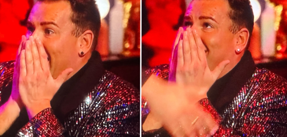 David Potts covers his face and looks overwhelmed as he's crowned winner of celebrity big brother 2024