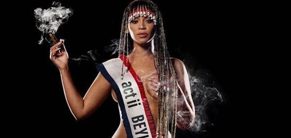 Beyonce wearing a sash reading 'Beyince' on the cover for a deluxe edition of her Cowboy Carter album