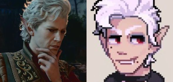 An image of Astarion from Baldur's Gate three next to an image of Astarion in Stardew Valley