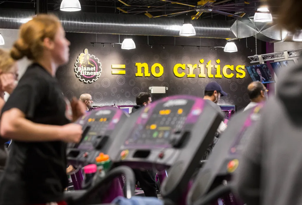 TORONTO, ON -  JANUARY 7: Planet Fitness, a low cost gym chain, opened its first Canadian branch in Toronto. The franchise is growing quickly thanks to low prices and its "judgement free-zone" mantra.        (Bernard Weil/Toronto Star via Getty Images)