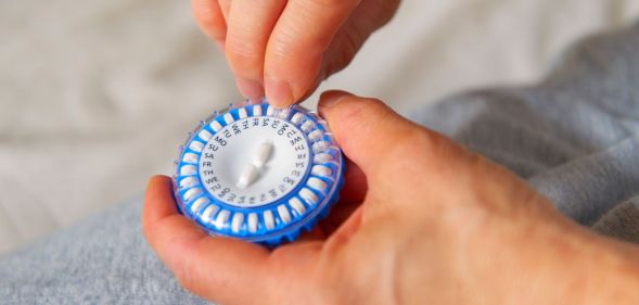 Stock image of a wheel of HRT tablets
