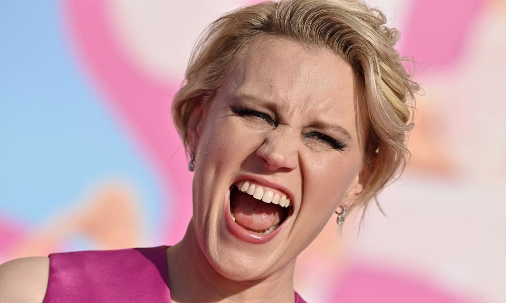 Kate McKinnon, pictured screaming at a Barbie premiere.