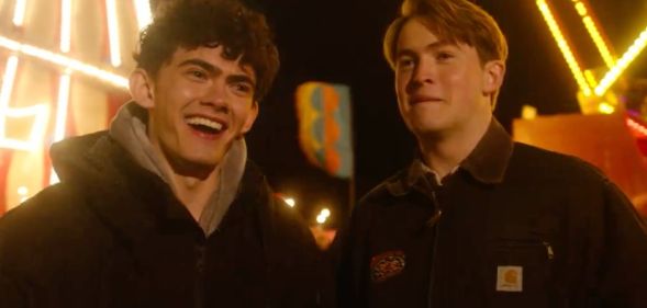 Joe Locke and Kit Connor behind the scenes of Heartstopper season three. (Netflix)