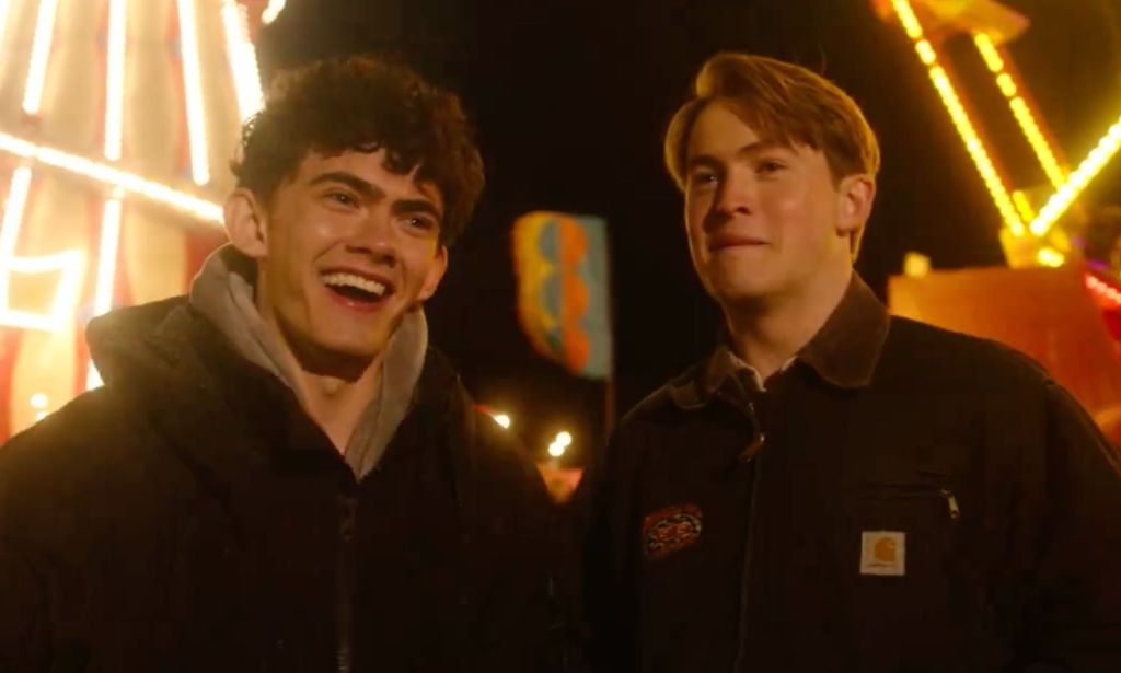 Joe Locke and Kit Connor behind the scenes of Heartstopper season three. (Netflix)