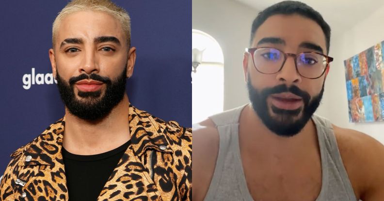 Trans model and actor Laith Ashley and a still from his recent TikTok post.
