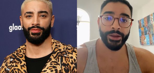 Trans model and actor Laith Ashley and a still from his recent TikTok post.