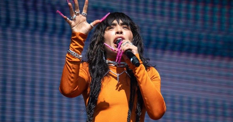 LONDON, ENGLAND - JUNE 04: Loreen, winner of Eurovision 2023, performs at the Mighty Hoopla Festival 2023 at Brockwell Park on June 04, 2023 in London, England. (Photo by Joseph Okpako/WireImage)