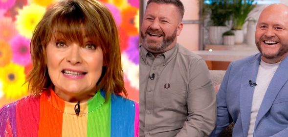 Lorraine Kelly (left) and gay couple Luke and Gavin.