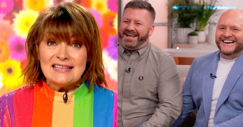 Lorraine Kelly (left) and gay couple Luke and Gavin.