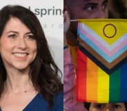 MacKenzie Scott and a LGBTQ+ Progress Pride flag