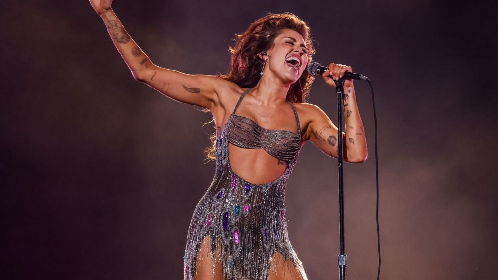 Miley Cyrus performs onstage during the 66th GRAMMY Awards on February 04, 2024 in Los Angeles, California