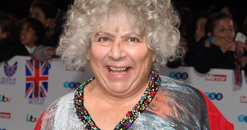 Miriam Margolyes at the Pride of Britain awards, smiling on a red carpet.