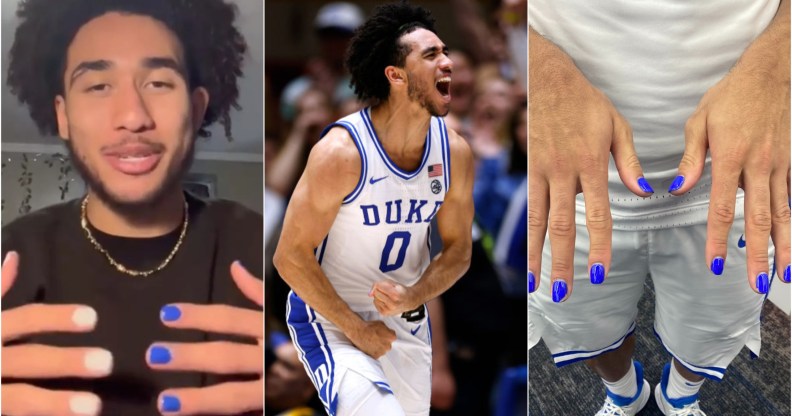 Composite image shows McCain talking to camera and showing off his painted nails, McCain on court during a match, and another close up of just McCain's nails